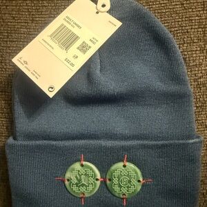 Jordan Blue Knit Beanie with Green Accents